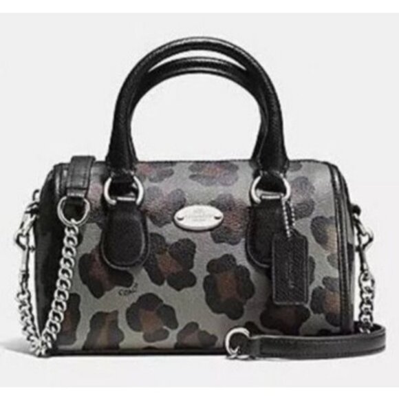 Coach Ocelot Mini Bennett Grey Multi Leather Satchel Crossbody Boston Bag F36449 - Picture 1 of 12